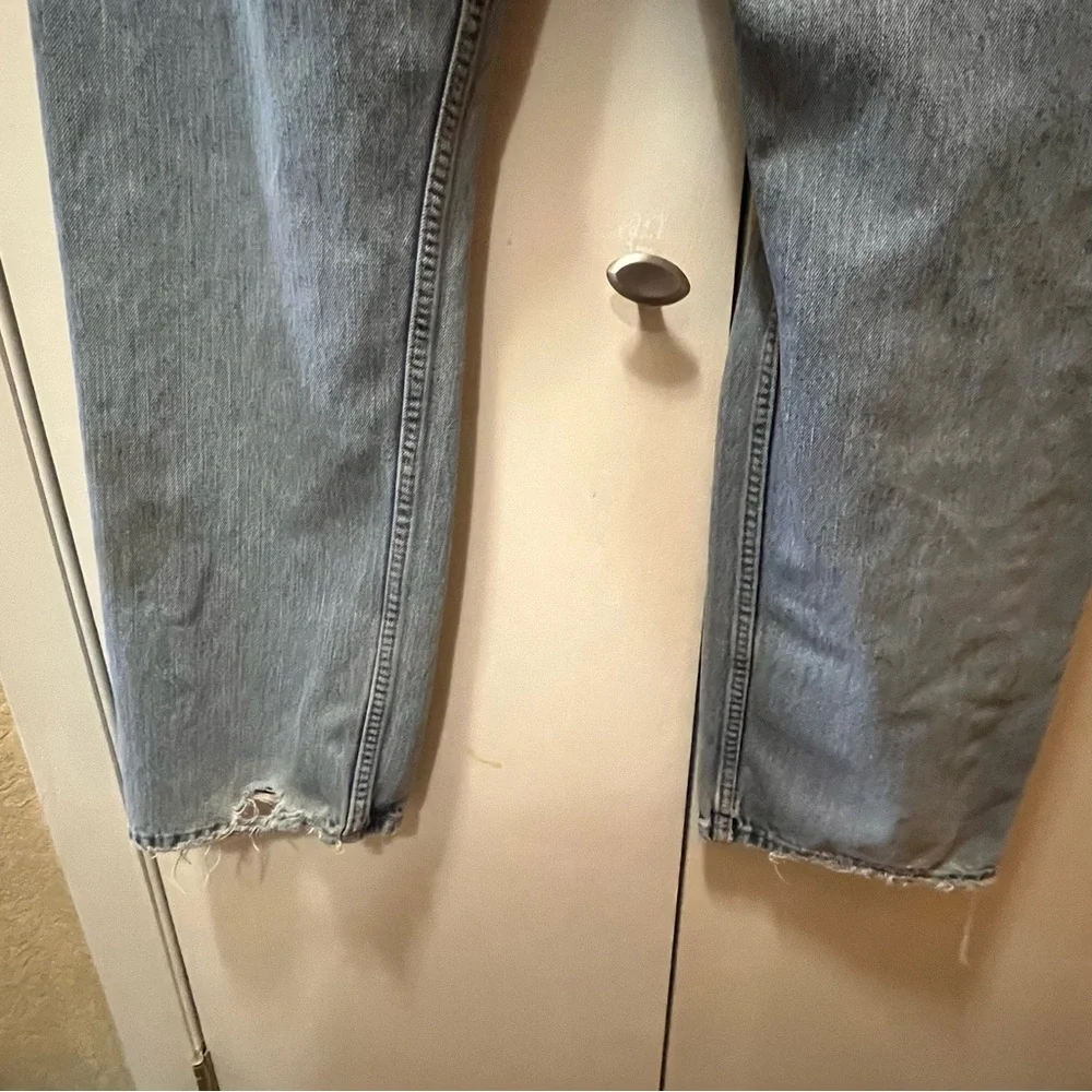 Levi's 505 Regular Fit Blue Straight Jeans with Distressed Details.38x32